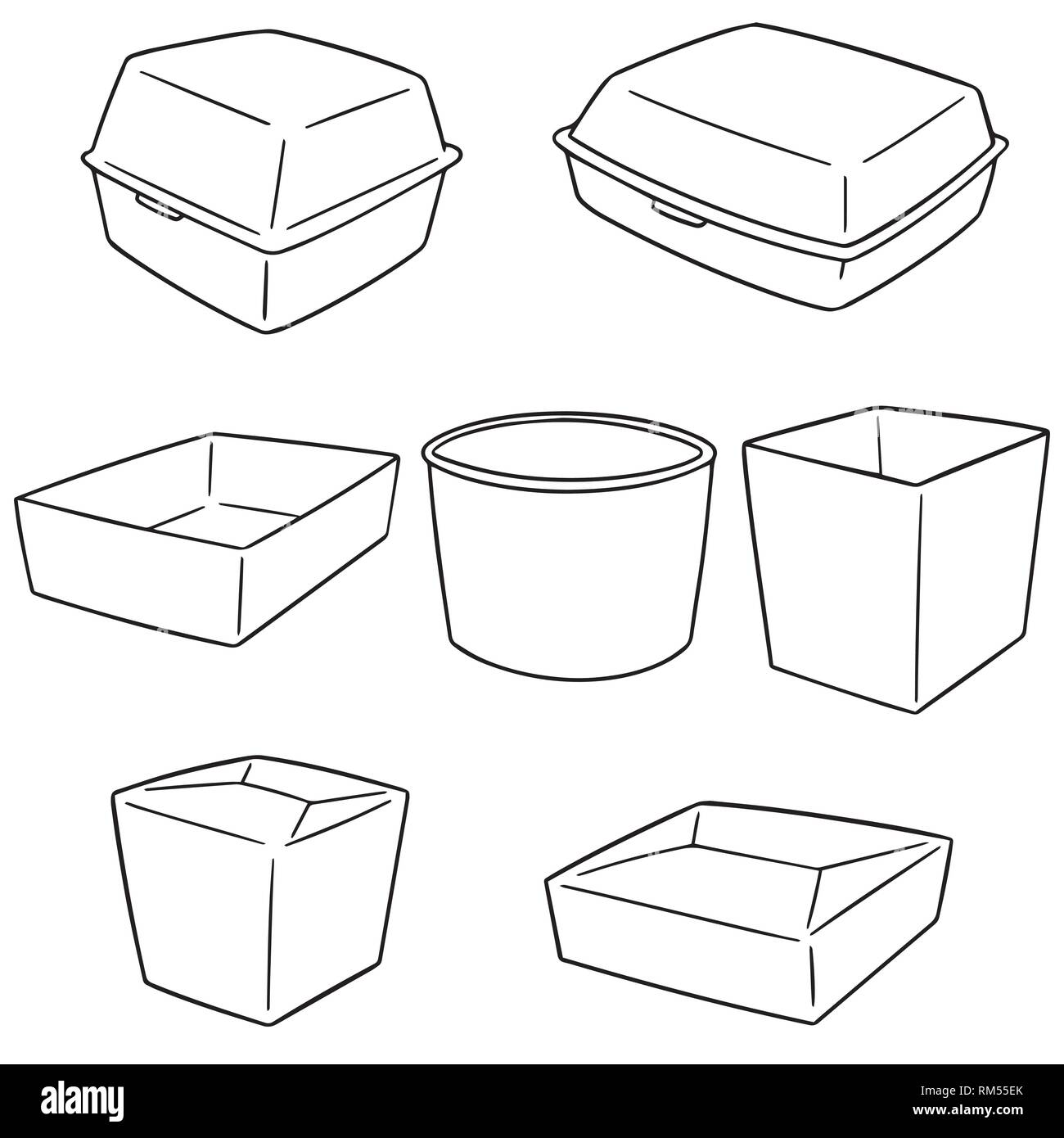 Set di vettore di carta contenitore per alimenti Illustrazione Vettoriale