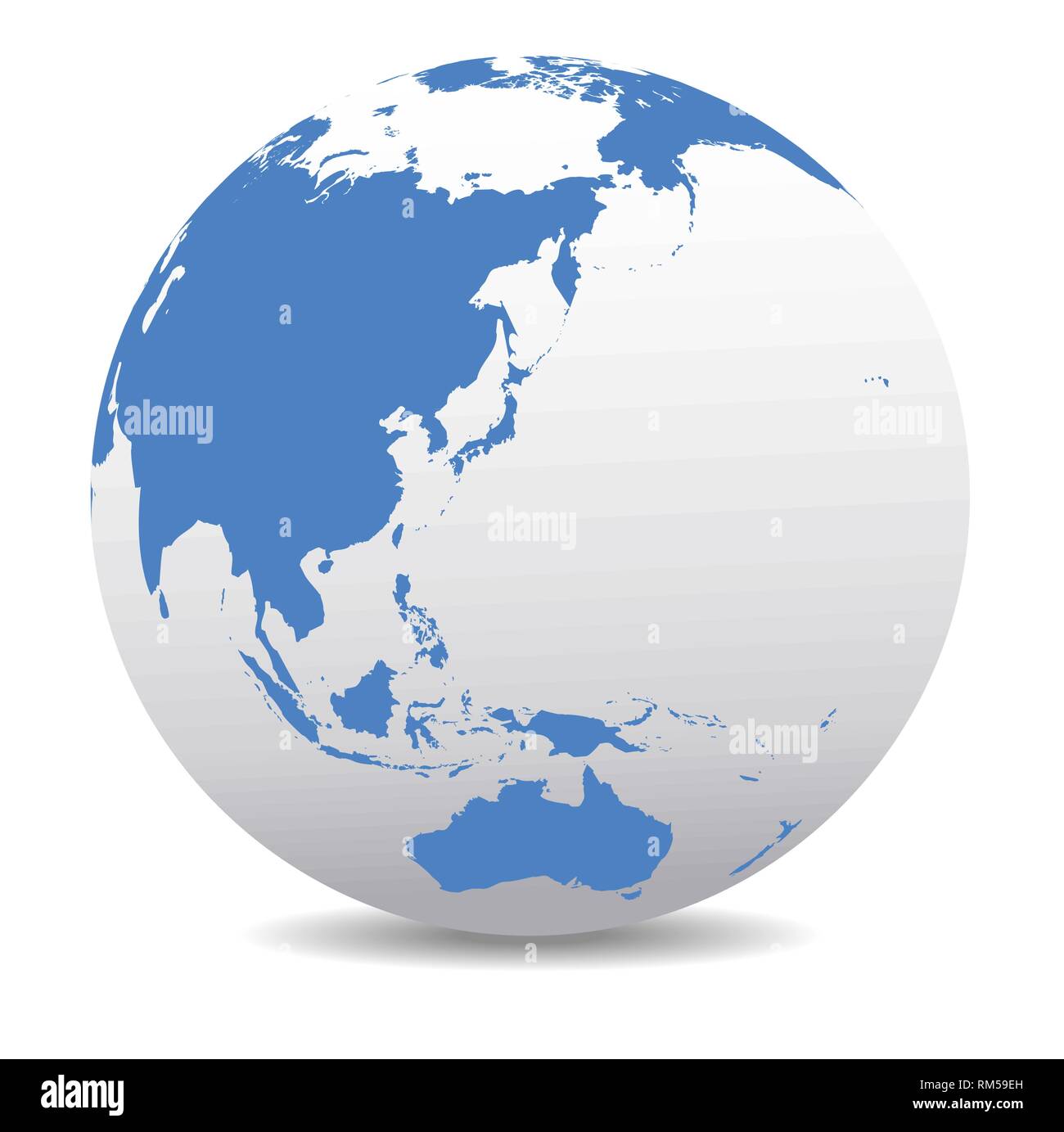 Cina, Giappone, Malaysia, Thailandia, Indonesia, Australia, mondo globale, mappa vettoriale Icona del globo Mondo Illustrazione Vettoriale