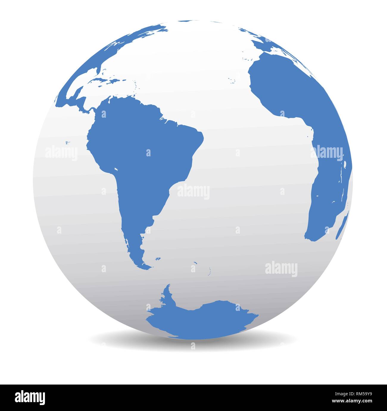 Sud America, Polo Sud Africa e mondo globale, vettore Icona Mappa del mondo in forma di globo Illustrazione Vettoriale