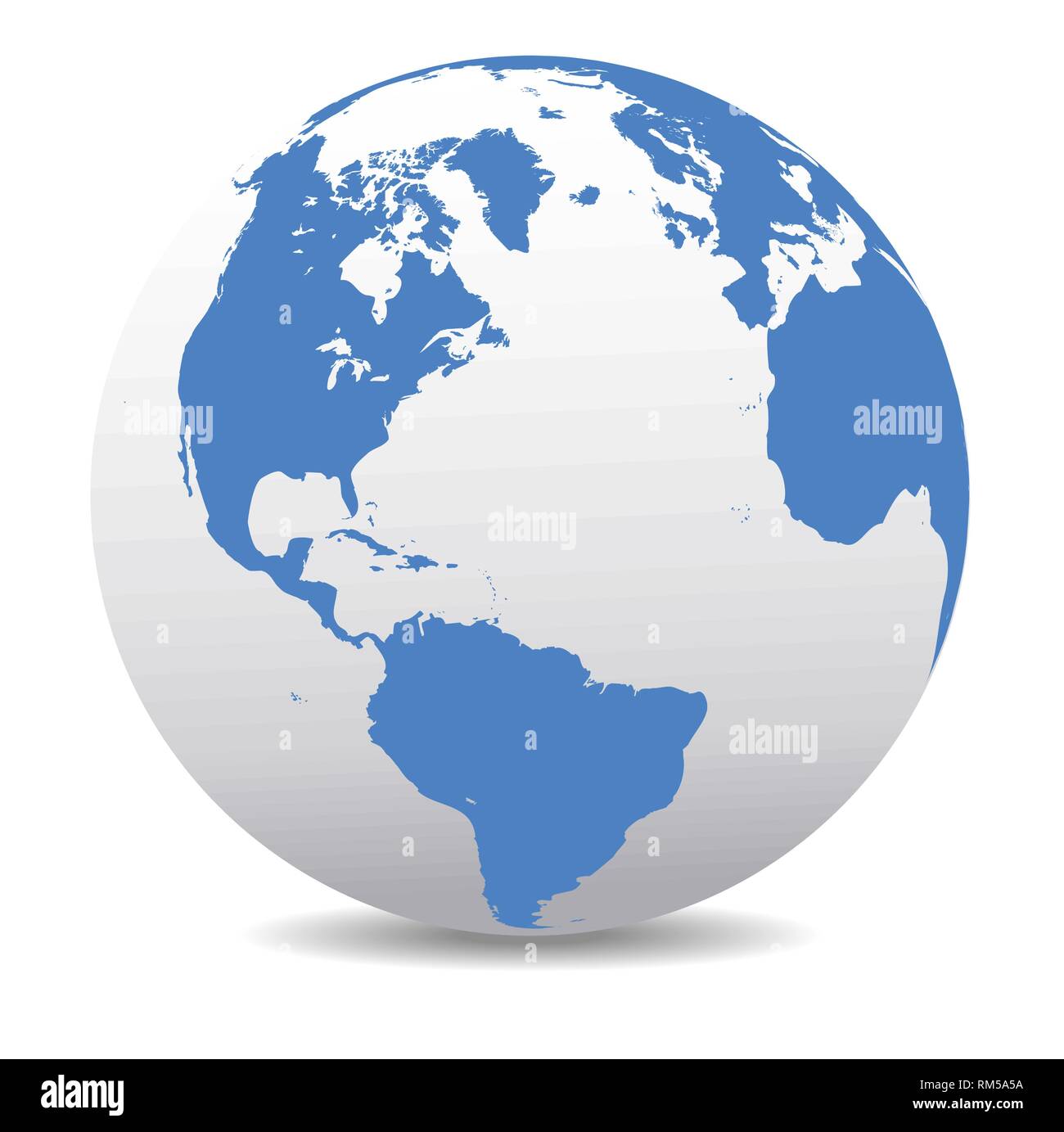 Nord e Sud America, Europa, Africa mondo globale, vettore Icona Mappa del mondo in forma di globo Illustrazione Vettoriale