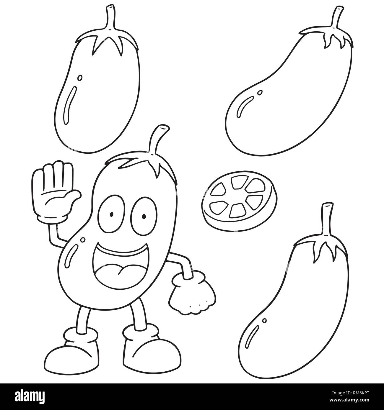 Set di vettore di melanzane Illustrazione Vettoriale