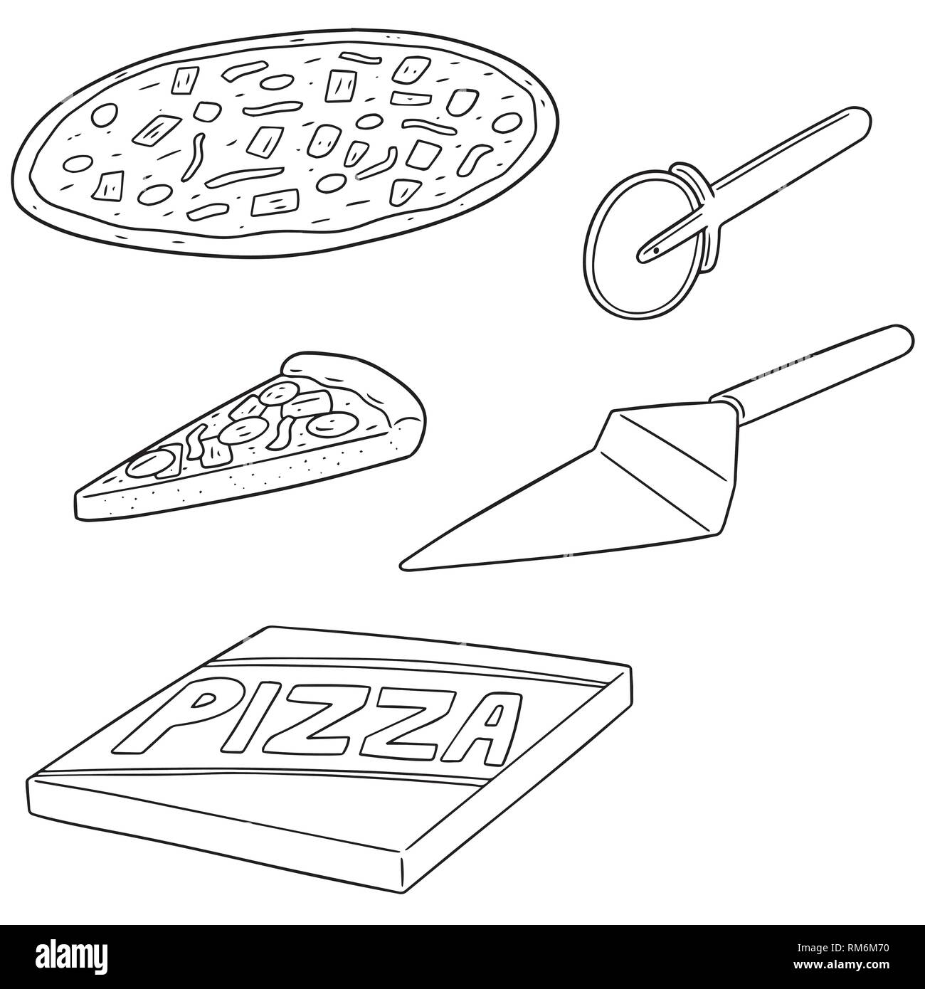 Set di vettore di pizza Illustrazione Vettoriale