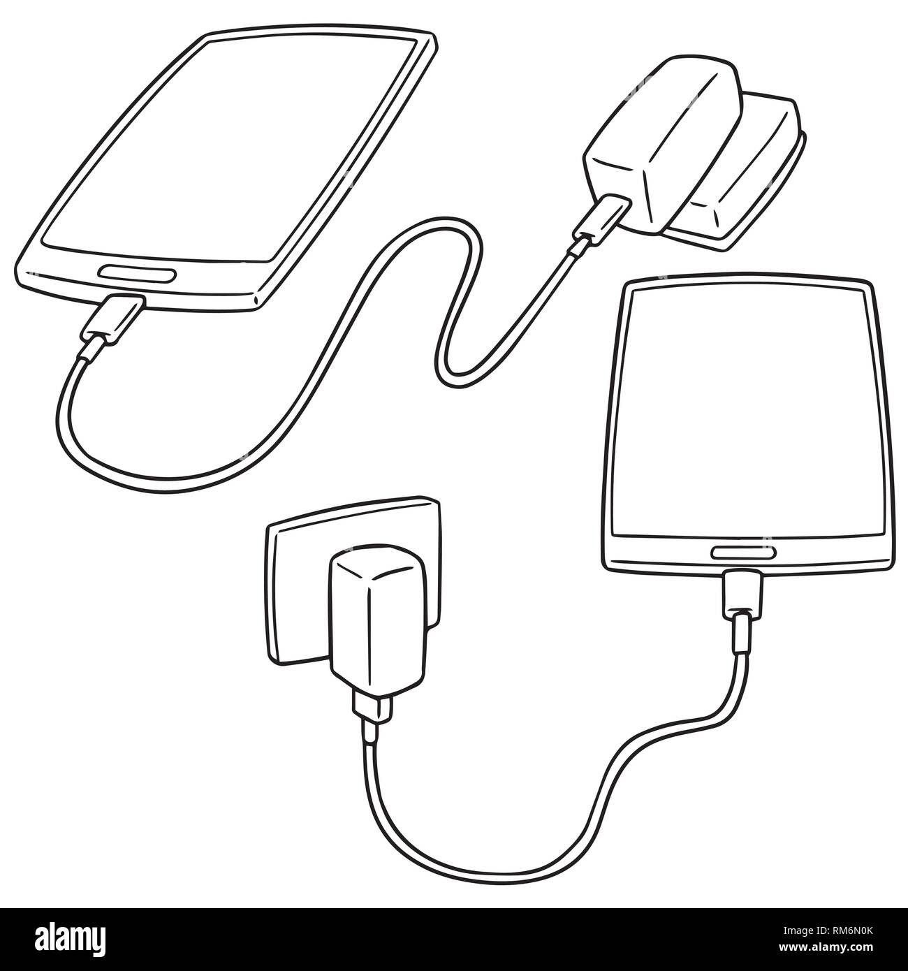 Set di vettore di ricarica dello smartphone Illustrazione Vettoriale