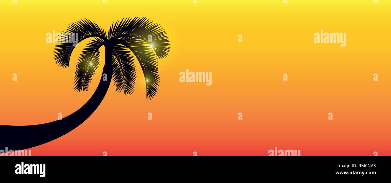 Palm tree silhouette su sfondo arancione per vacanze estate design illustrazione vettoriale EPS10 Illustrazione Vettoriale