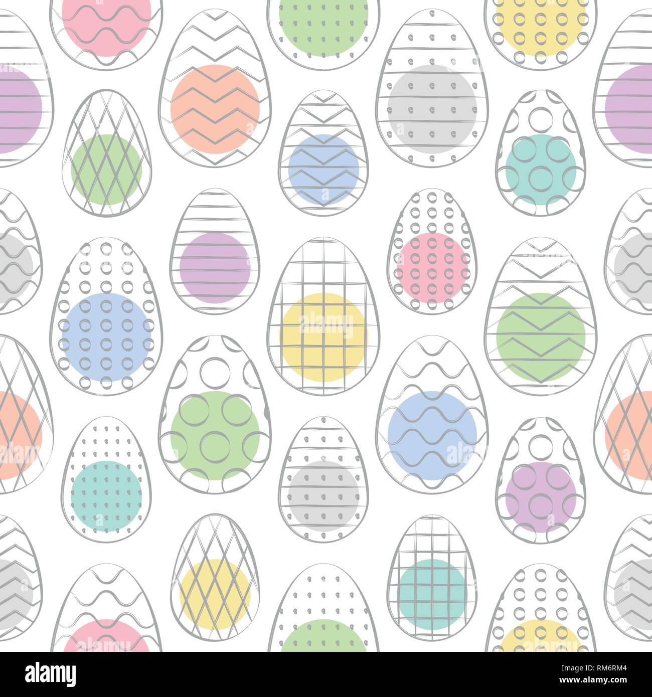 Pasqua pattern senza giunture. Il minimo disegnato a mano pattern. Colorate le uova di Pasqua. Illustrazione Vettoriale. Illustrazione Vettoriale