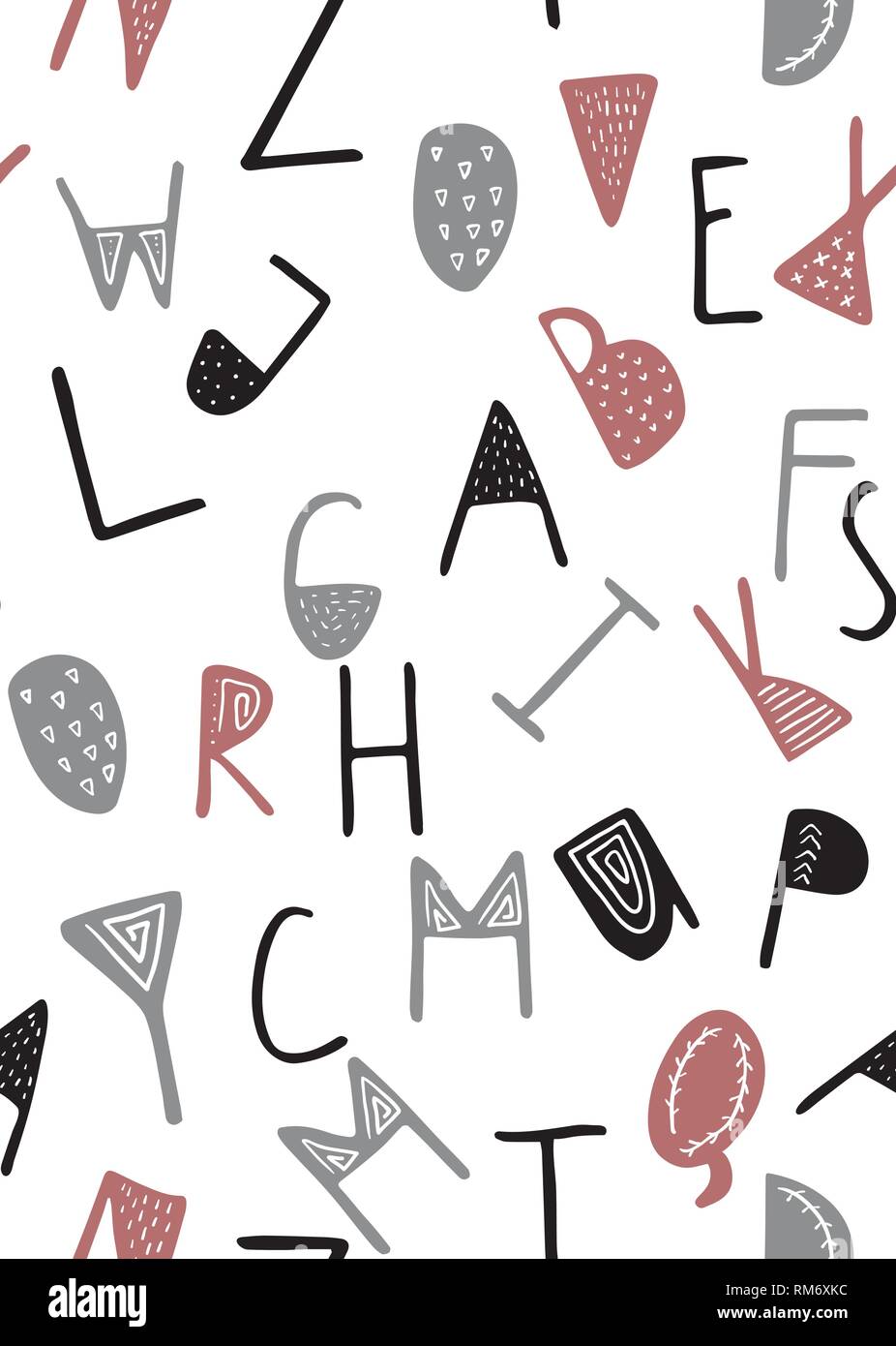 Carino Inglese scritto a mano alfabeto Illustrazione Vettoriale