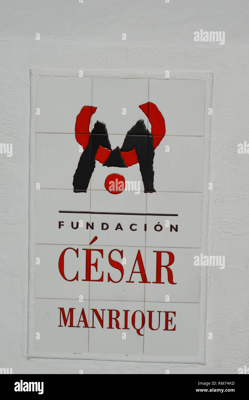 Logo der César-Manrique-FoundationVulkanhaus, Fundación César Manrique, Vulkan und Architektur, museo, Tahiche, Lanzarote, Kanarische isole Foto Stock