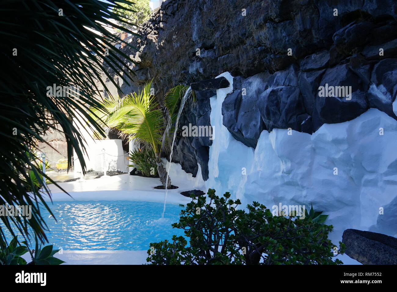 Schwimmbecken, Vulkanhaus, Fundación César Manrique, Vulkan und Architektur, museo, Tahiche, Lanzarote, Kanarische isole, Spanien Foto Stock