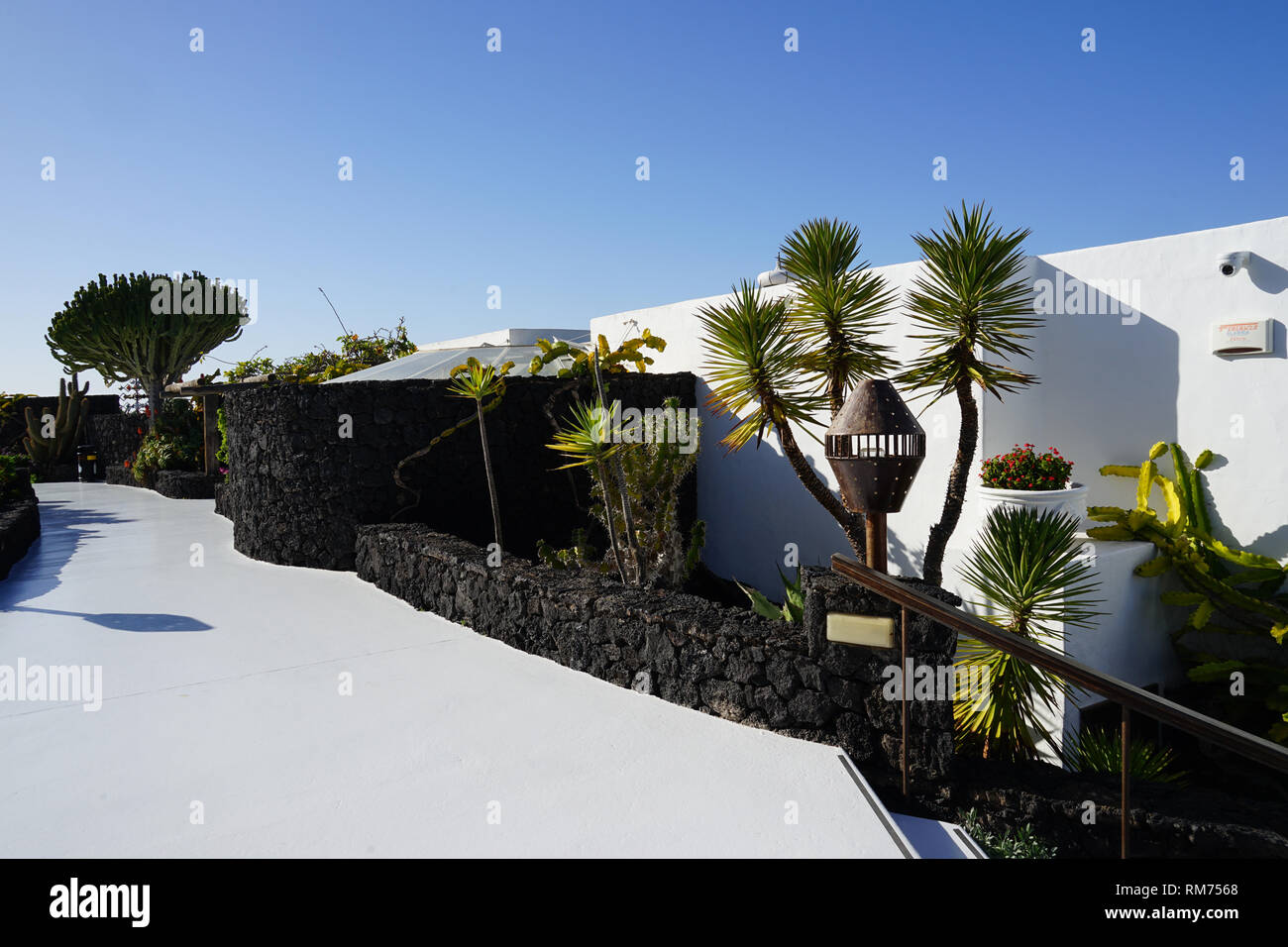 Weg im Garten, Fundación César Manrique, Vulkan und Architektur, museo, Tahiche, Lanzarote, Kanarische isole, Spanien Foto Stock