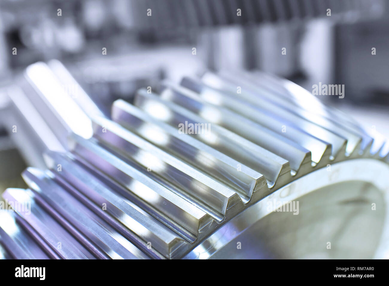Closeup ruote dentate di un cambio di velocità ad ingranaggi in ingegneria meccanica Foto Stock