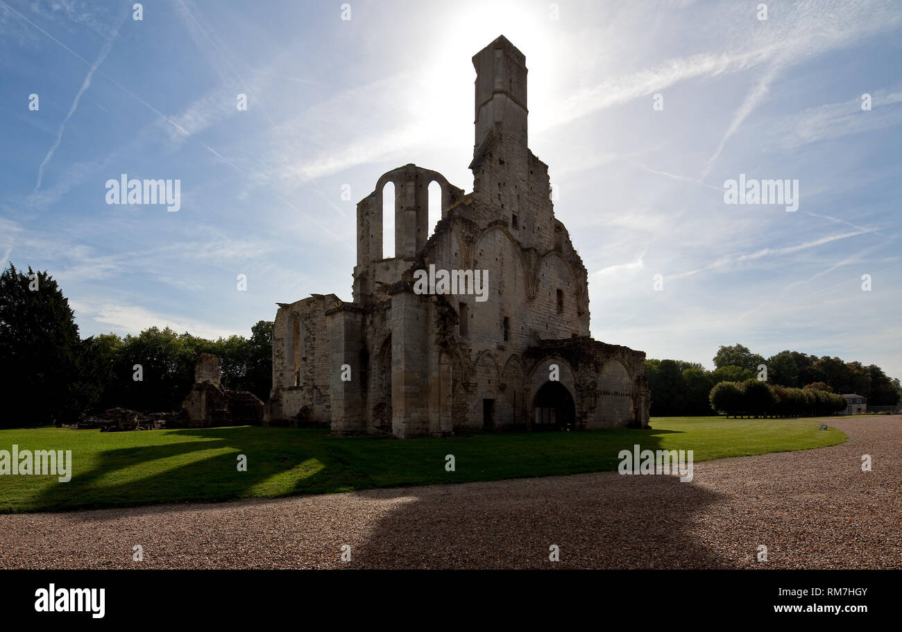Ële Frankr-de-France Chaalis Abteiruine 65886 Ansicht von Nordosten Foto Stock