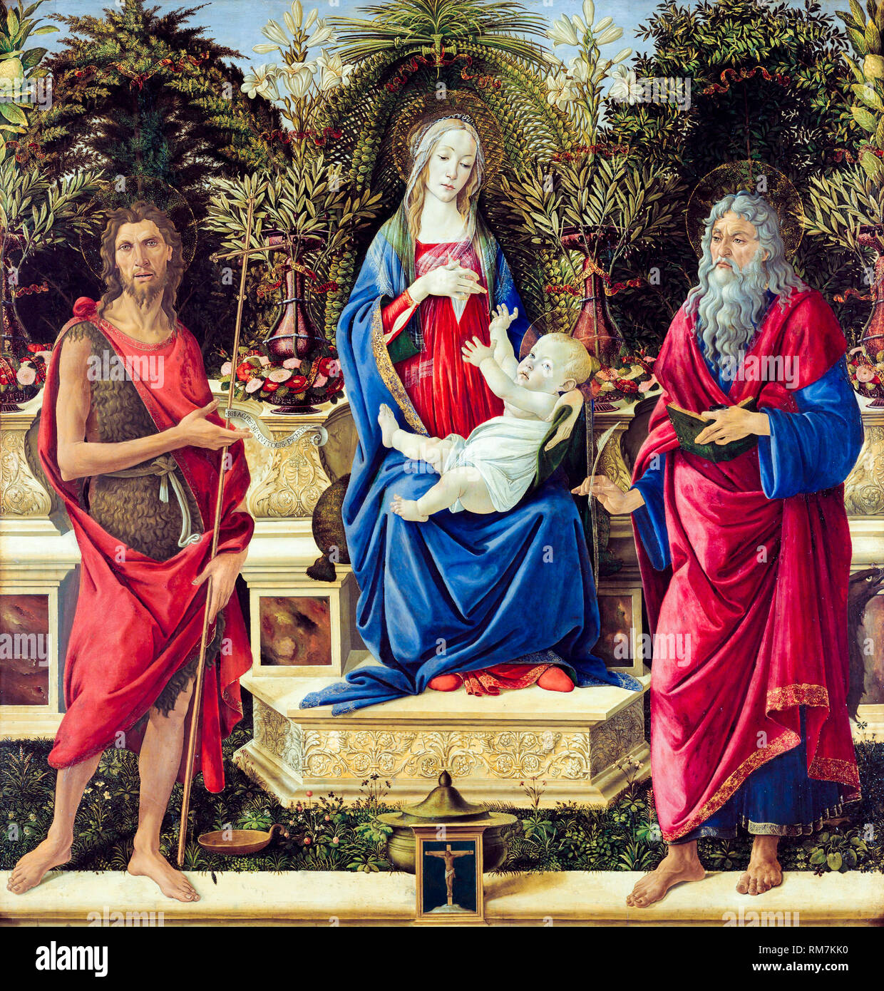 Madonna con Santi (pala Bardi), tempera su quadro di Sandro Botticelli, 1485 Foto Stock
