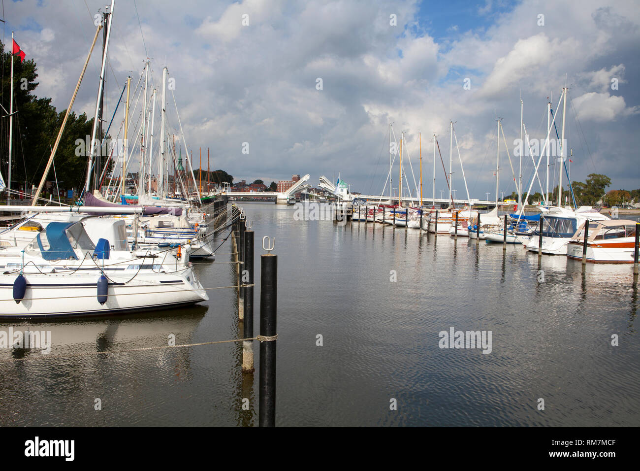 Il vecchio porto, Kappeln, Schleswig-Holstein, Germania, Europa Foto Stock