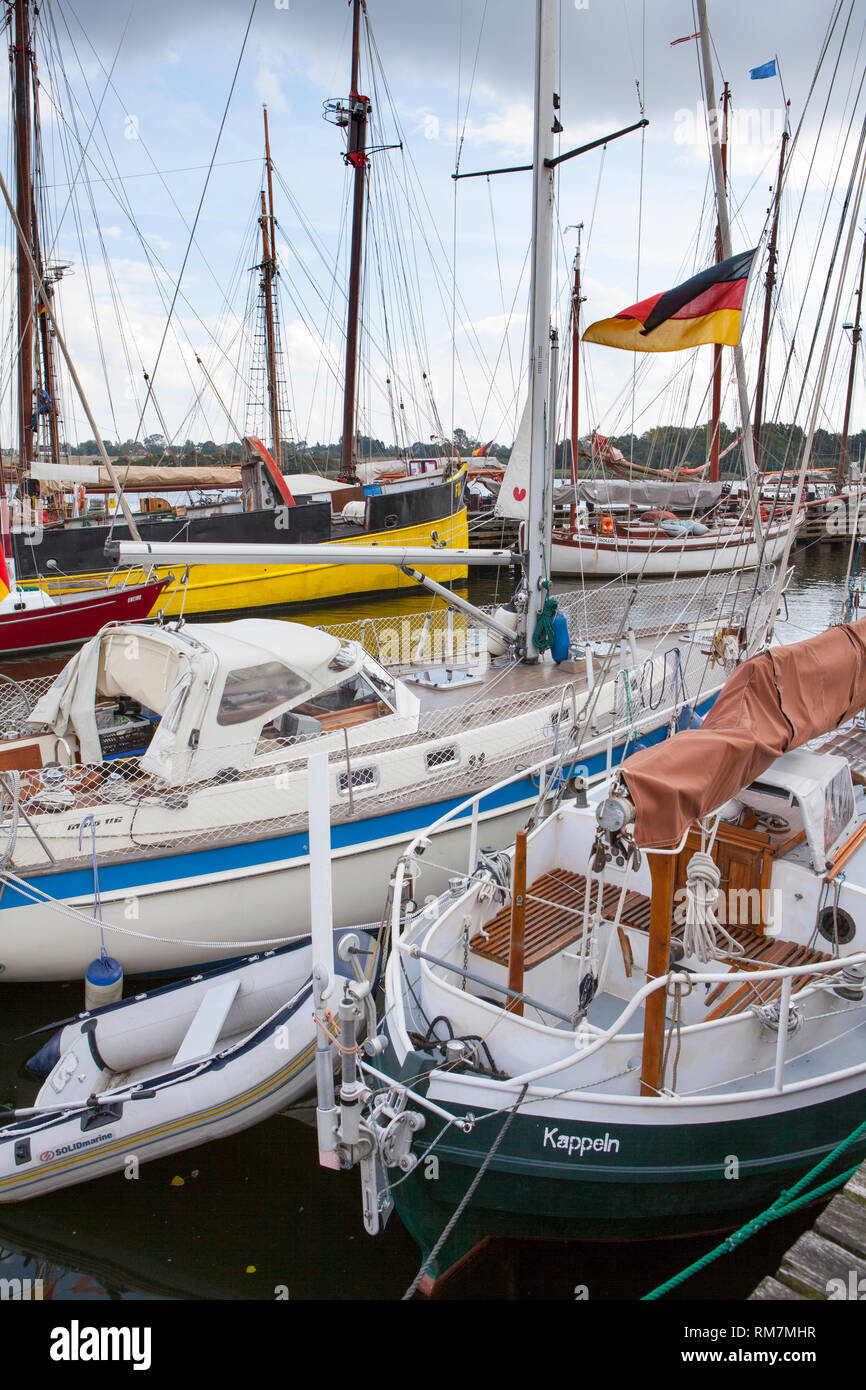 Il vecchio porto, Kappeln, Schleswig-Holstein, Germania, Europa Foto Stock