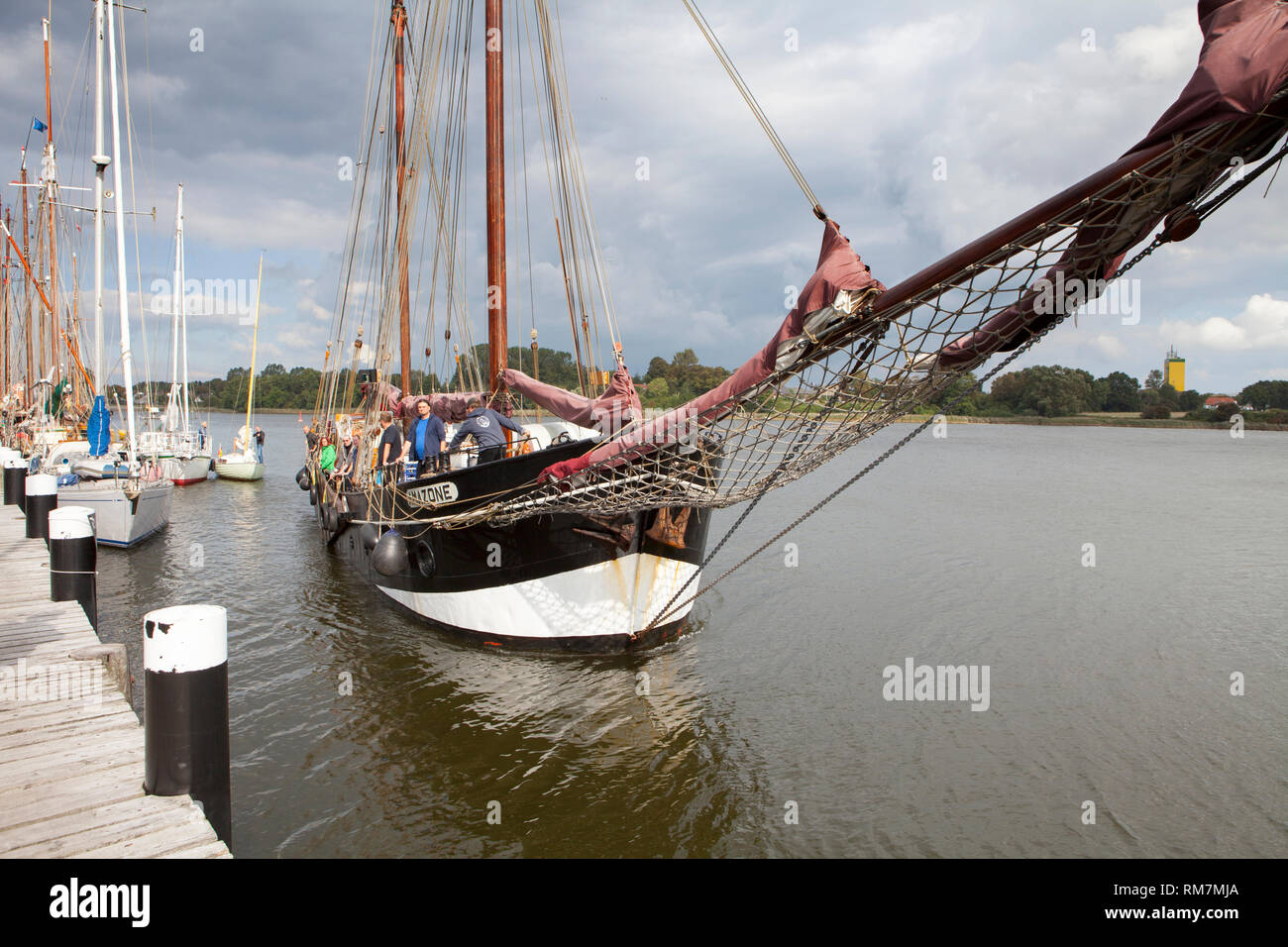 Il vecchio porto, Kappeln, Schleswig-Holstein, Germania, Europa Foto Stock