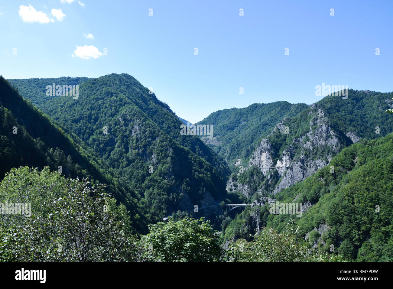 Montare Cetatea vicino castello di Poenari. Arges River Valley, Romania. Foto Stock