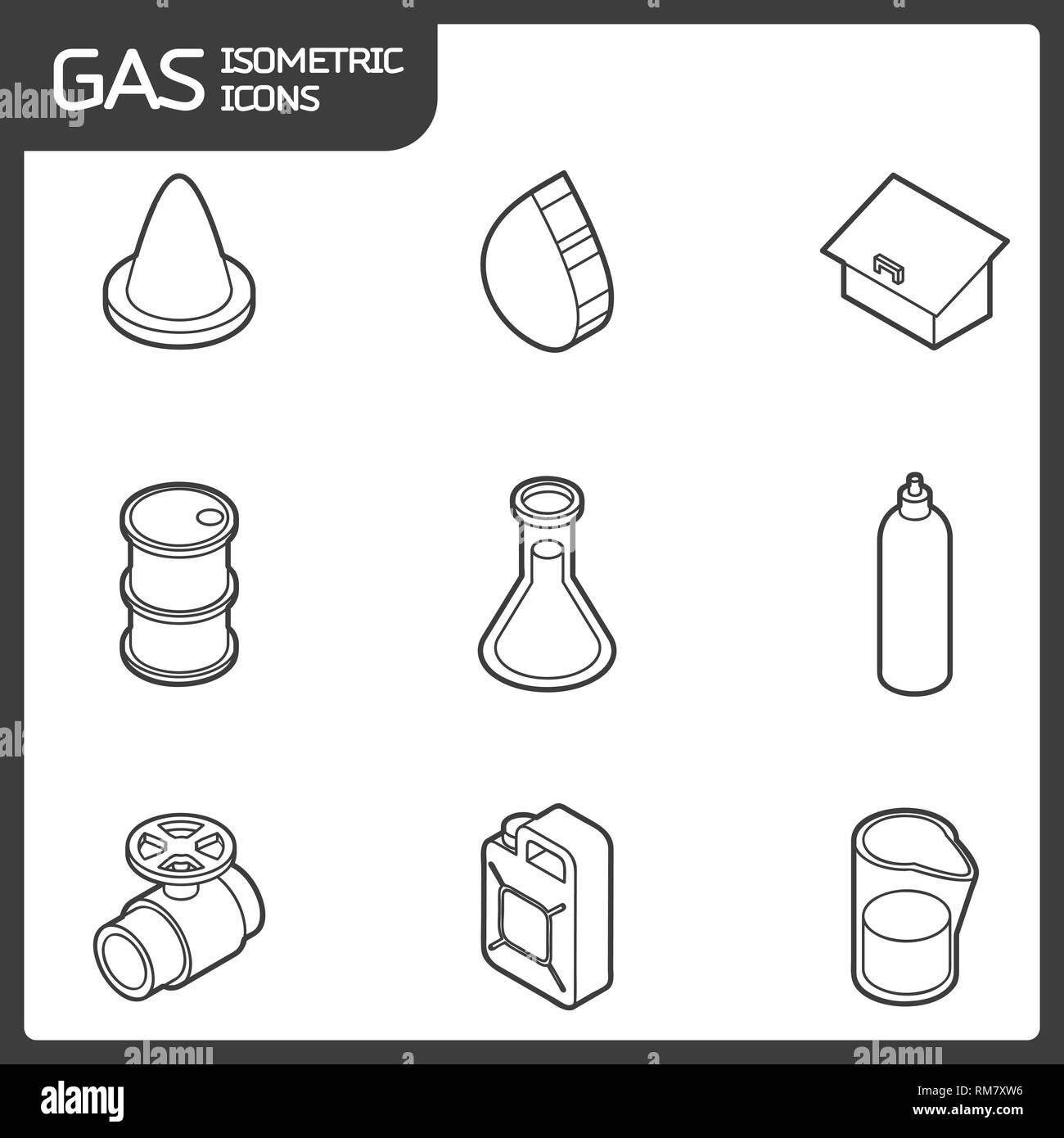 Profilo di gas isometrica Icone. Illustrazione vettoriale EPS, 10 Illustrazione Vettoriale