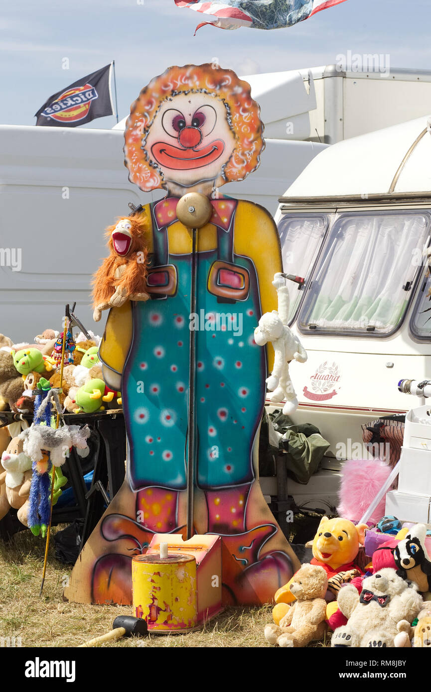 Fiera Vintage clown martello gioco su un mercato in stallo Foto Stock