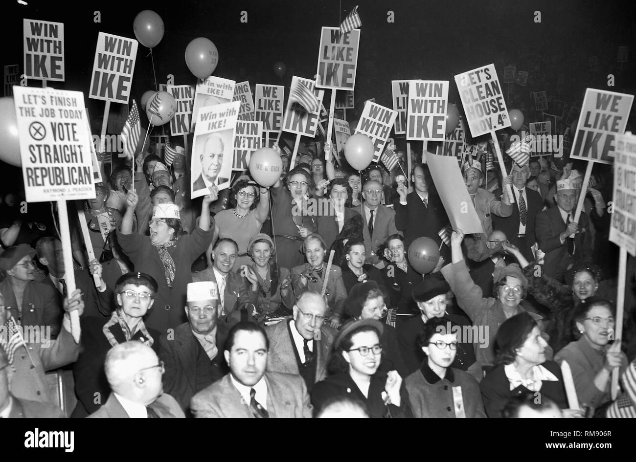 Indicazioni per Dwight Eisenhower sono illustrati sul piano dell'Anfiteatro internazionale durante il 1952 la convenzione repubblicana. Foto Stock