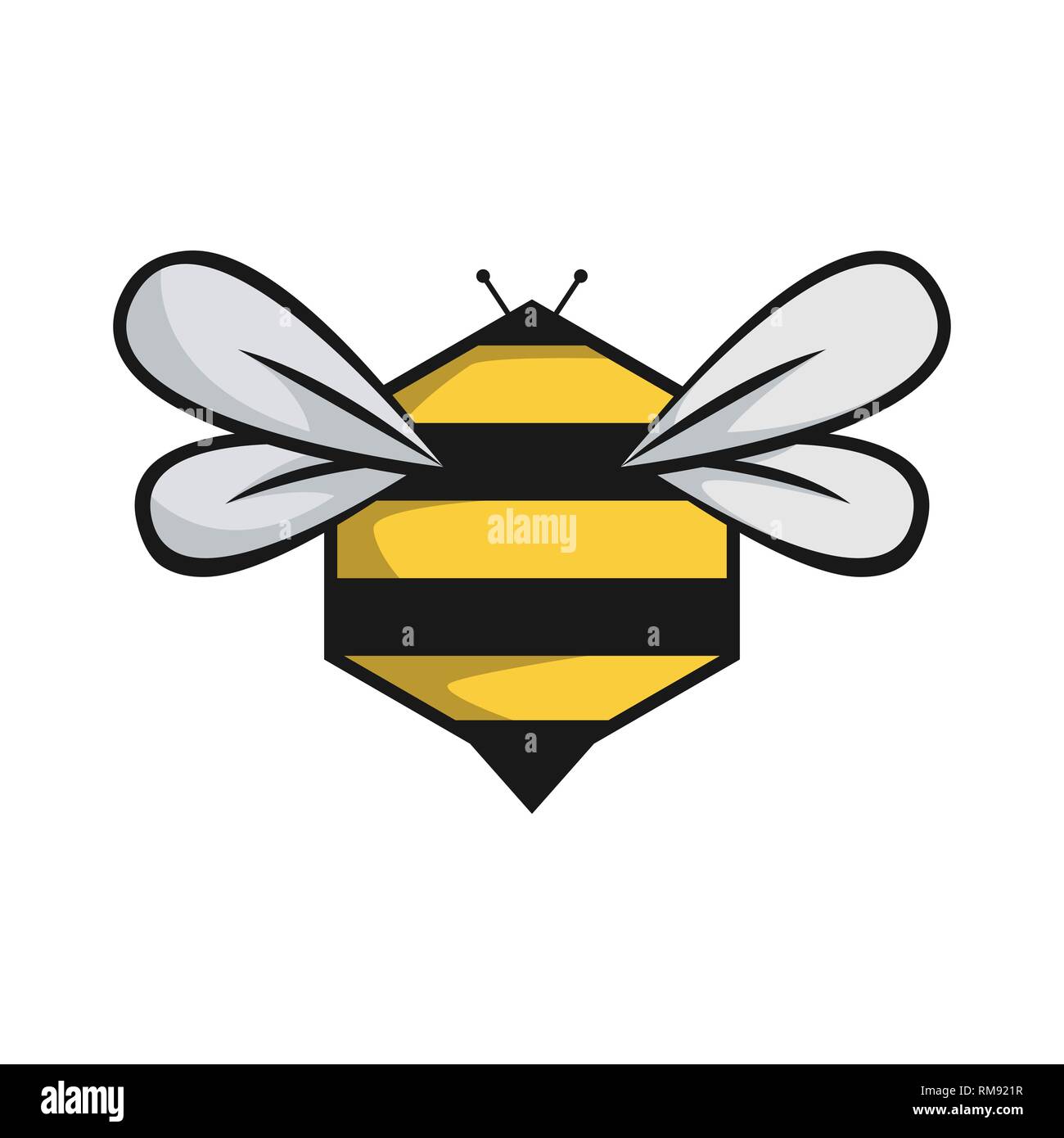 Icona di api. Il simbolo di isolato di un ape contro dai favi. A nido d ape icona vettore Illustrazione Vettoriale