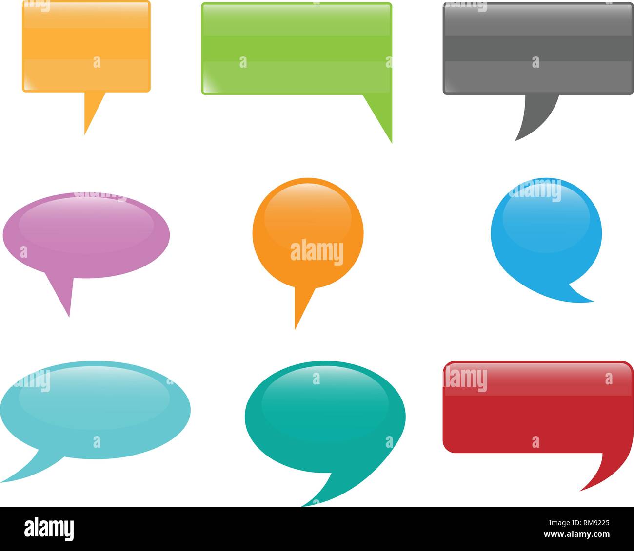 Collezione colorata forme delle bolle. Full Color bolla del vettore di word Illustrazione Vettoriale