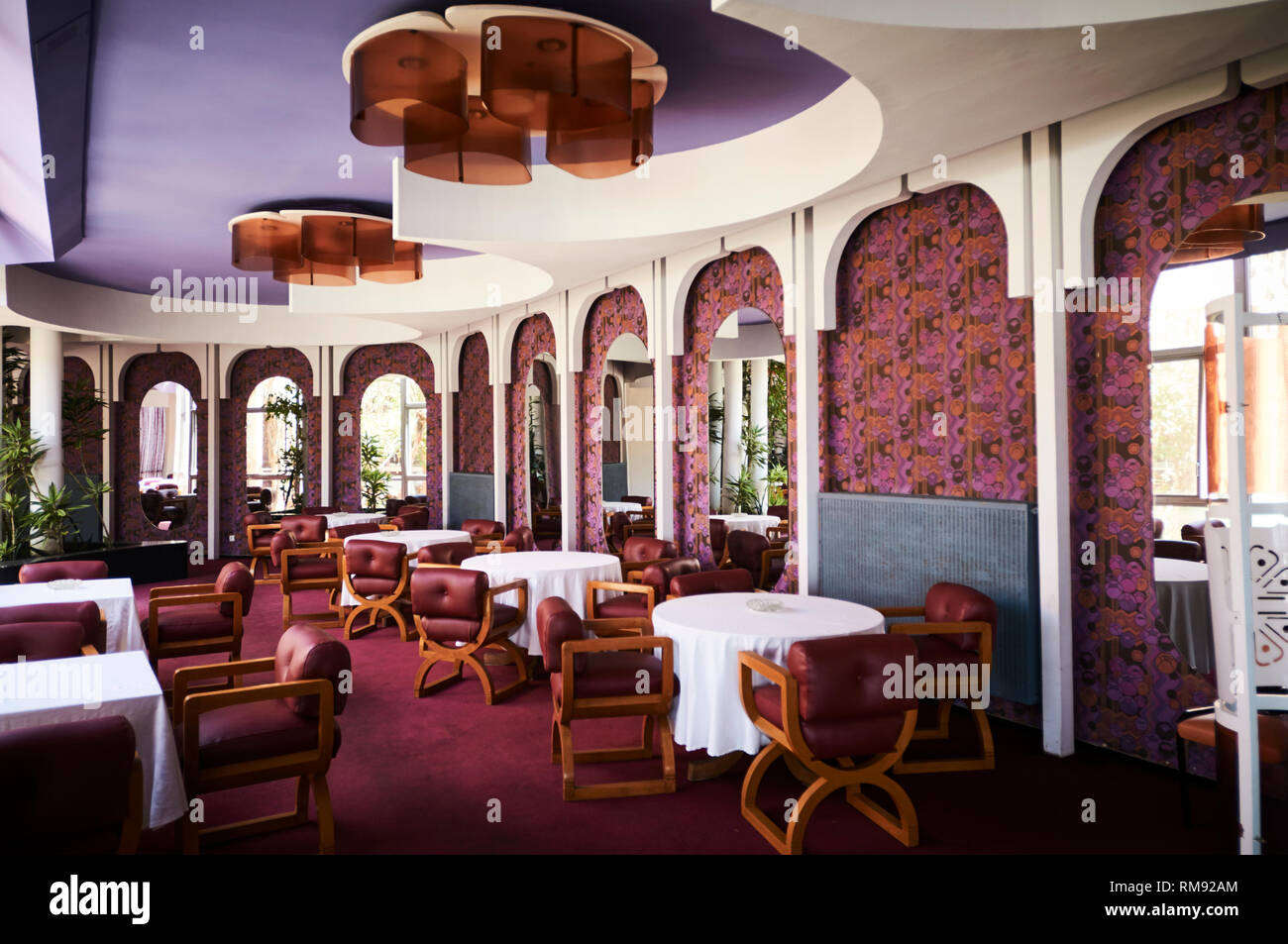 La sala da pranzo i dettagli di Hotel Firdaous, Marocco. Foto Stock