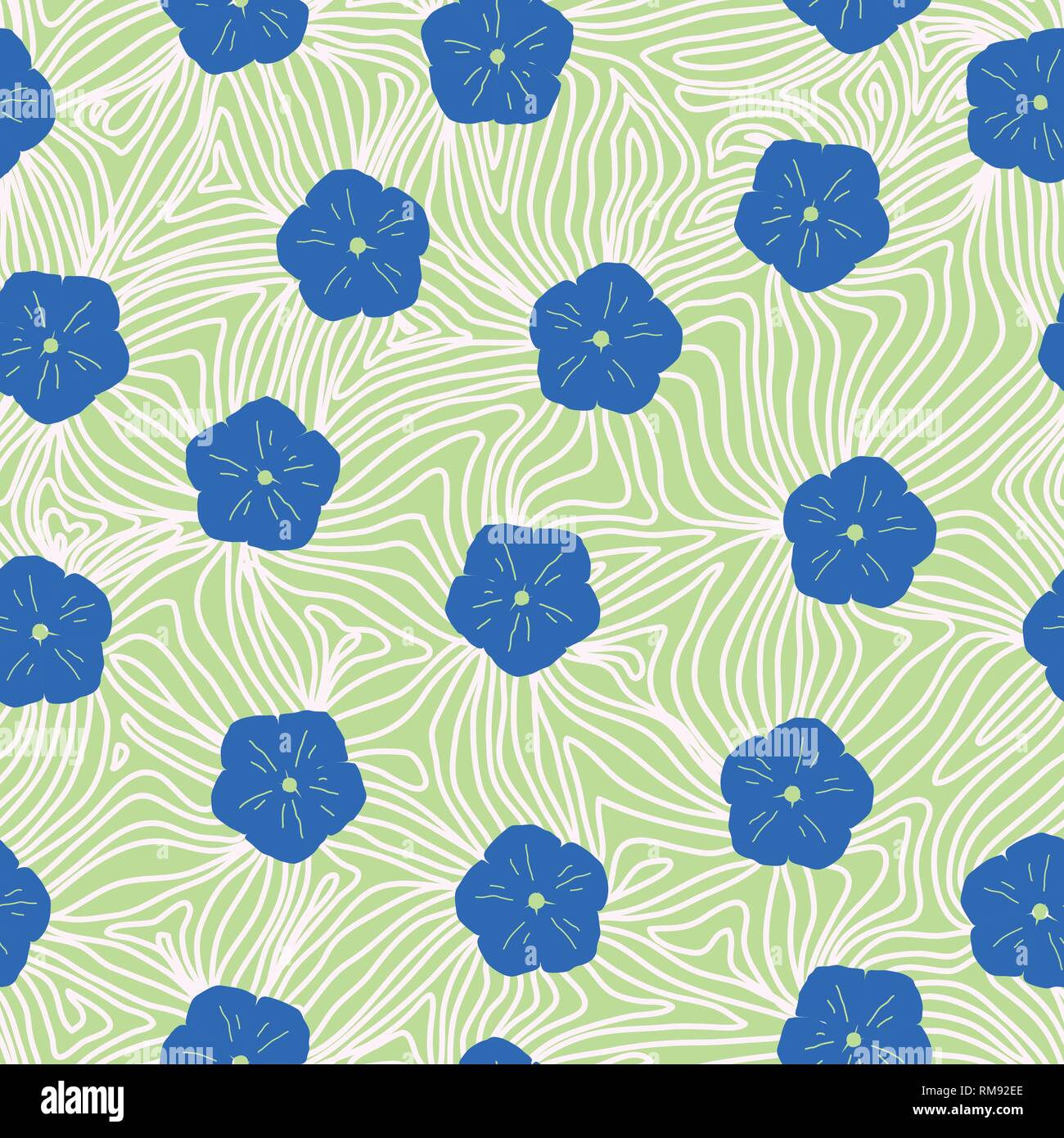 Abstract di fiori di ibisco seamless repeat pattern. illustrazione vettoriale Illustrazione Vettoriale