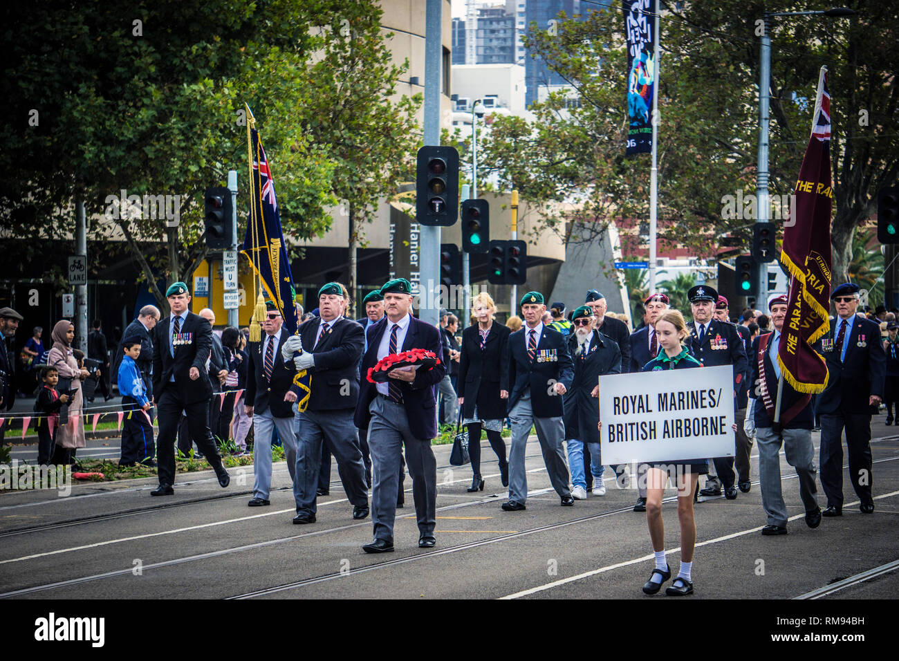 ANZAC Day parade di 2018 in St Kilda Road, Melbourne, Victoria, Australia. Foto Stock