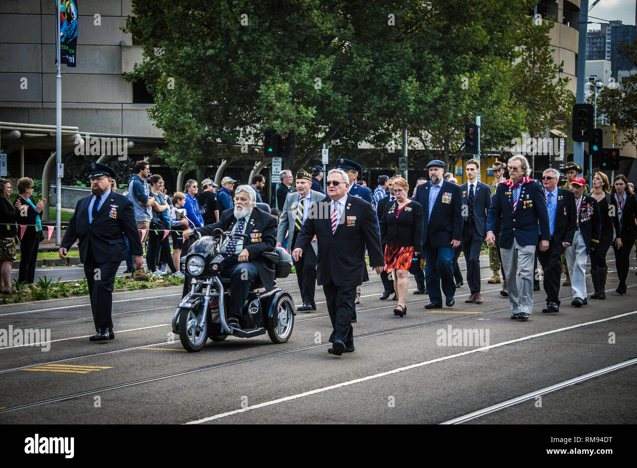 ANZAC Day parade di 2018 in St Kilda Road, Melbourne, Victoria, Australia. Foto Stock