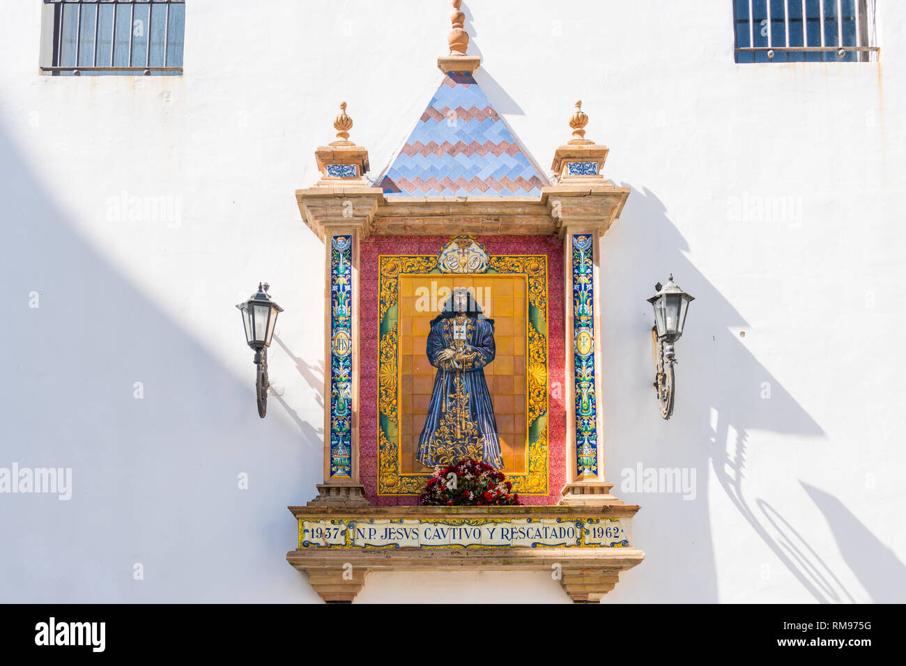 Cadiz,Spagna-agosto 9, 2018:visualizzazione di una icona sacra a Cadiz in una giornata di sole Foto Stock