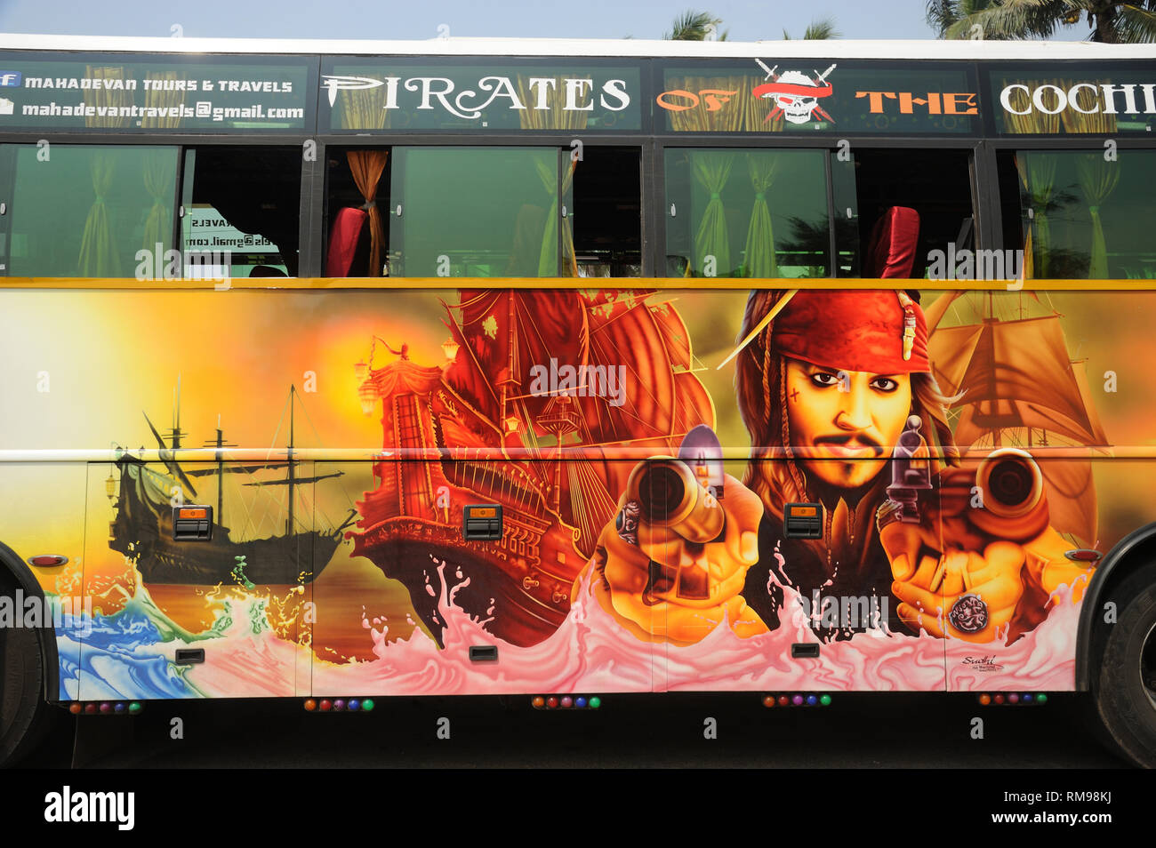 Poster del film sul bus, Kanyakumari, Tamil Nadu, India, Asia Foto Stock