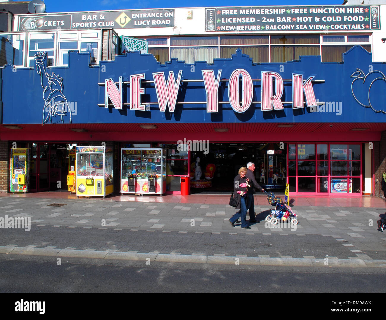 New York arcade, Southend-on-Sea beachfront, Essex seaside, sud-est dell' Inghilterra, Regno Unito Foto Stock