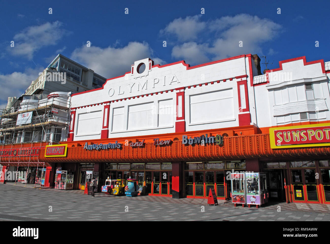 Olympia, Southend, Sunspot ,beachfront ,portici, divertimenti, Bowling, Essex, Inghilterra, Regno Unito Foto Stock