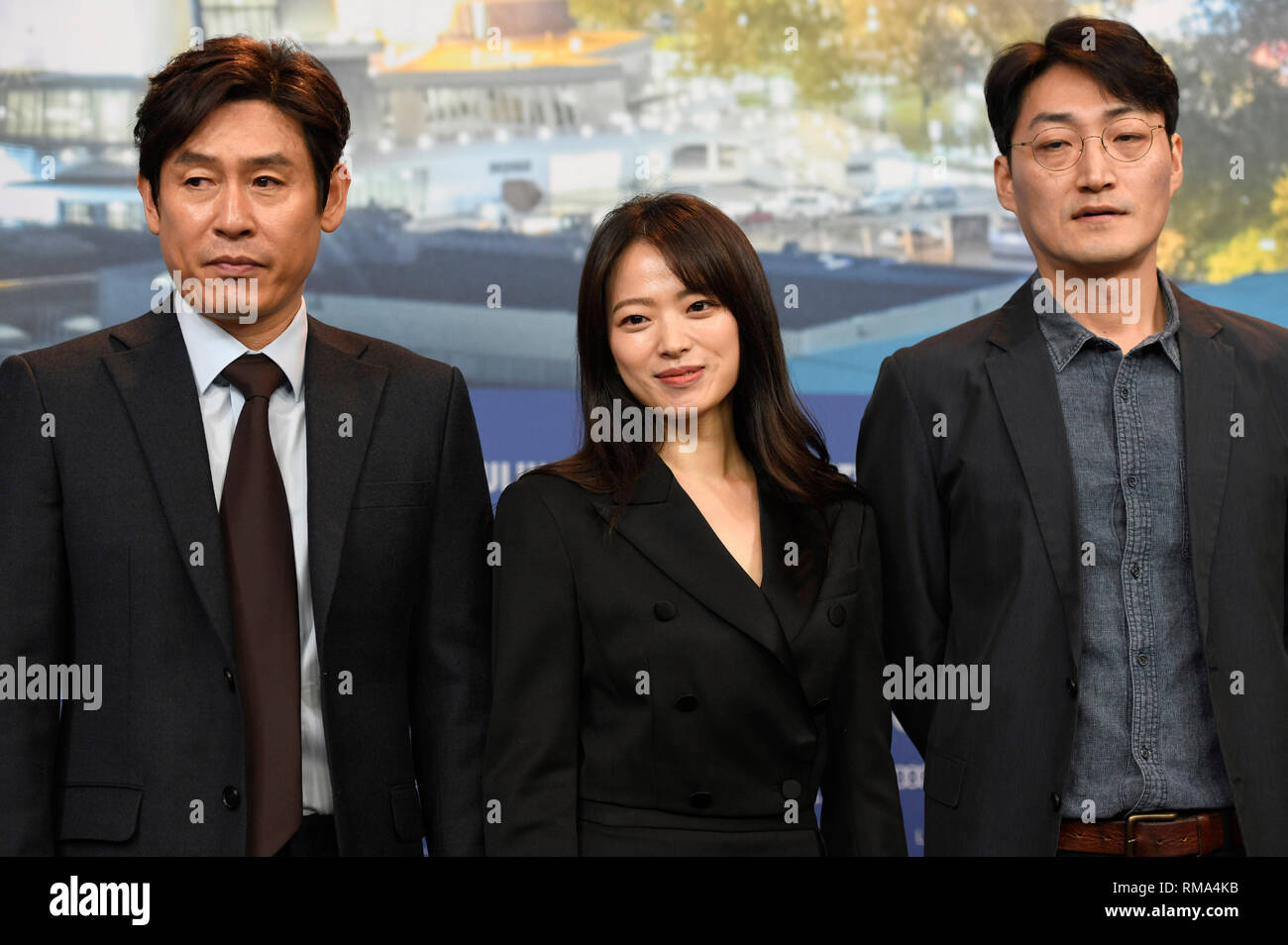 Berlino, Germania. Xiv Feb, 2019. Sol Kyung-gu, Chun Woo-hee e Lee su-jin durante il "idolo/Woo Sang " conferenza stampa presso la sessantanovesima Festival Internazionale del Cinema di Berlino/Berlinale 2019 al Hotel Grand Hyatt il 14 febbraio 2019 a Berlino, Germania. Credito: Geisler-Fotopress GmbH/Alamy Live News Foto Stock