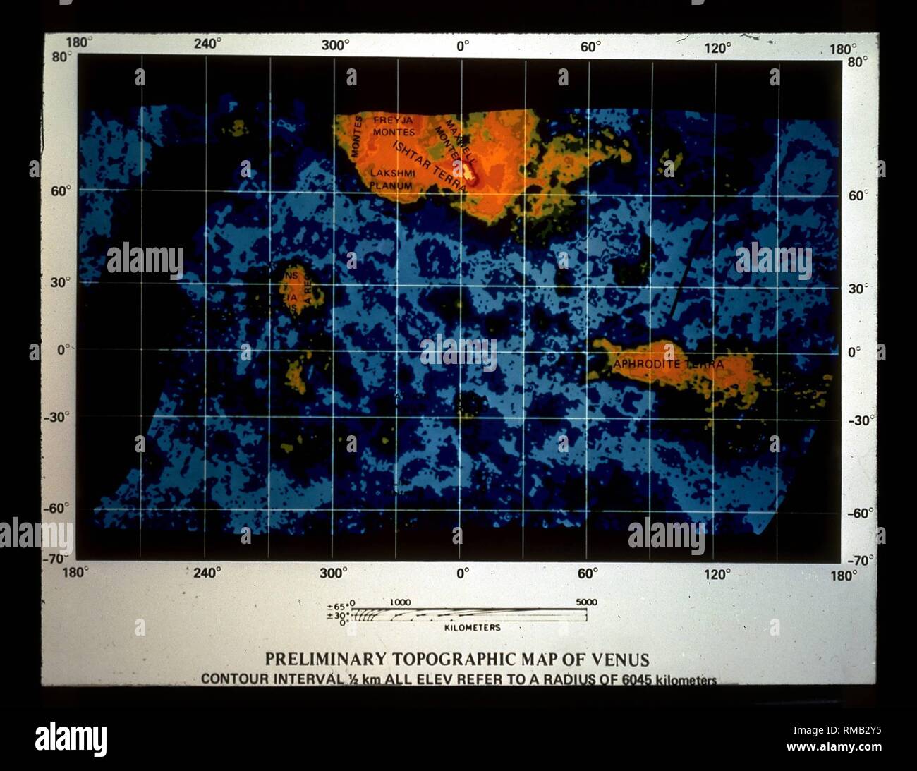 Mappa topografica di Venere. Foto non datata, probabilmente negli anni ottanta. Foto Stock
