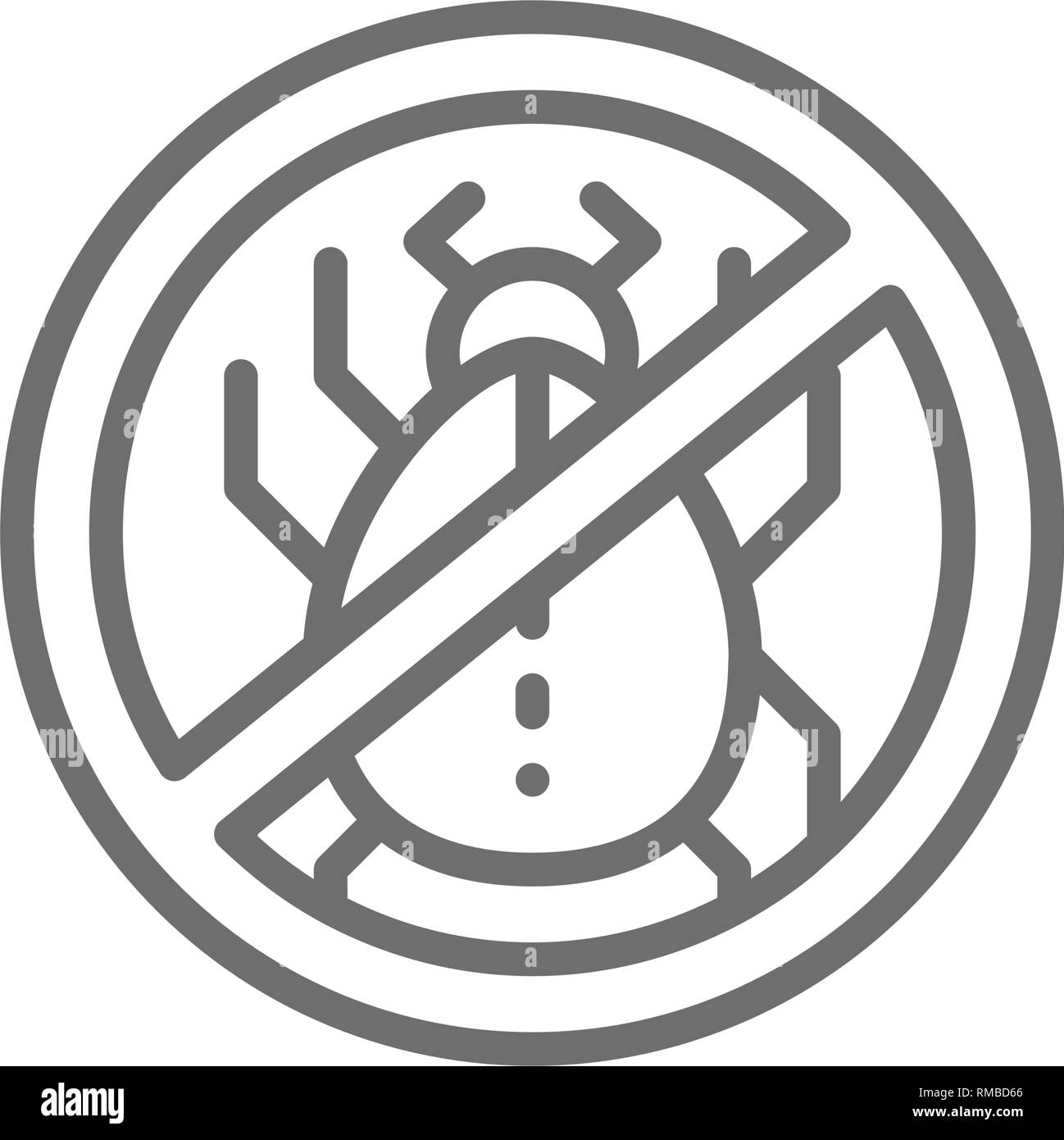 Vietato firmare con acari della polvere, allergia icona linea. Illustrazione Vettoriale