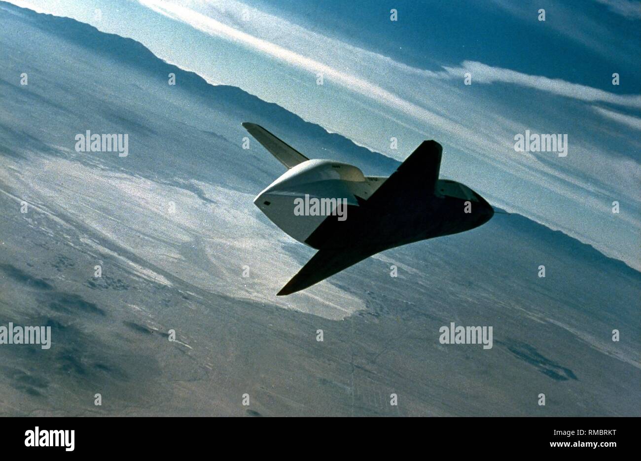 Prova di volo della navetta spaziale "Enterprise" nel deserto. Foto Stock