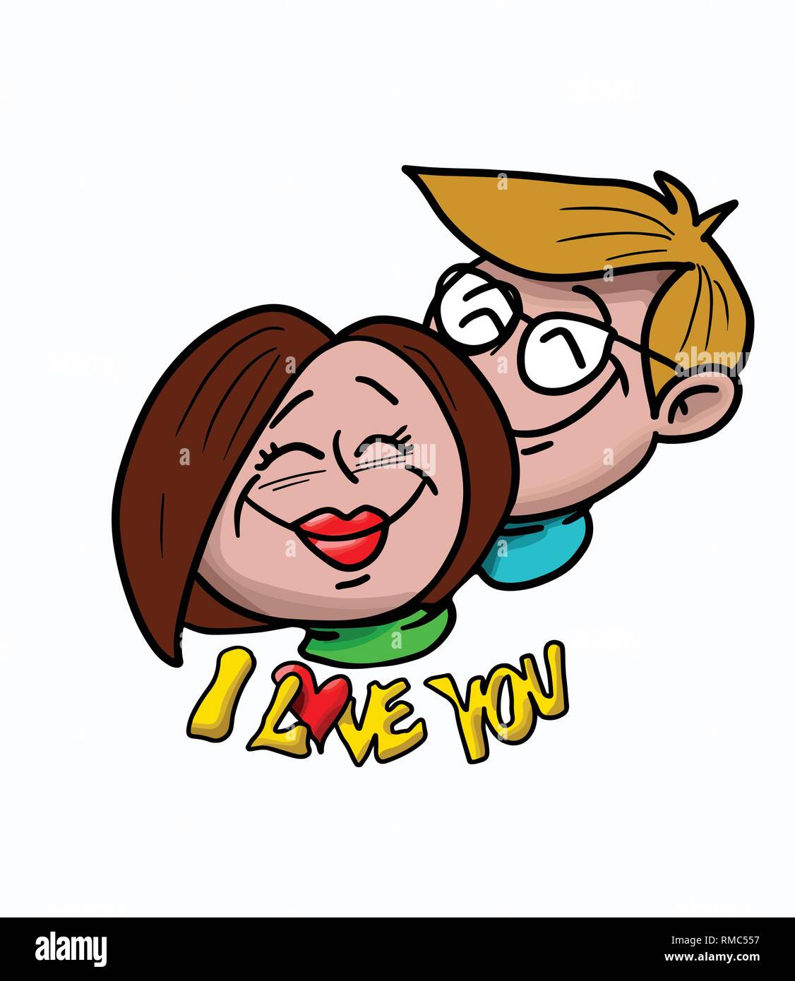 Cartoon matura in amore illustrazione vettoriale, il giorno di san valentino Illustrazione Vettoriale