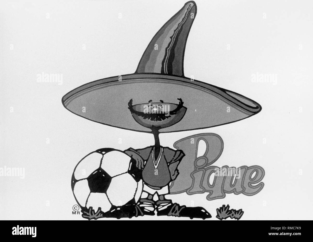 "Pique', la mascotte con sombrero la Coppa del Mondo FIFA 1986 in Messico. Foto Stock