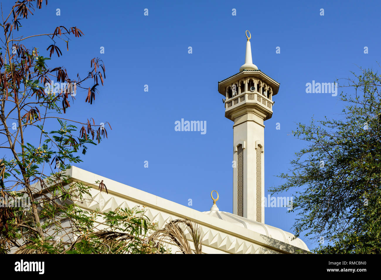 La moschea di Bastakiya (noto anche come Abdul Aziz Mohammed Hussein Al Mahdi Al Hidzasi moschea, Bastakiya quartiere storico, Bur Dubai, Bur Dubai, UAE Foto Stock