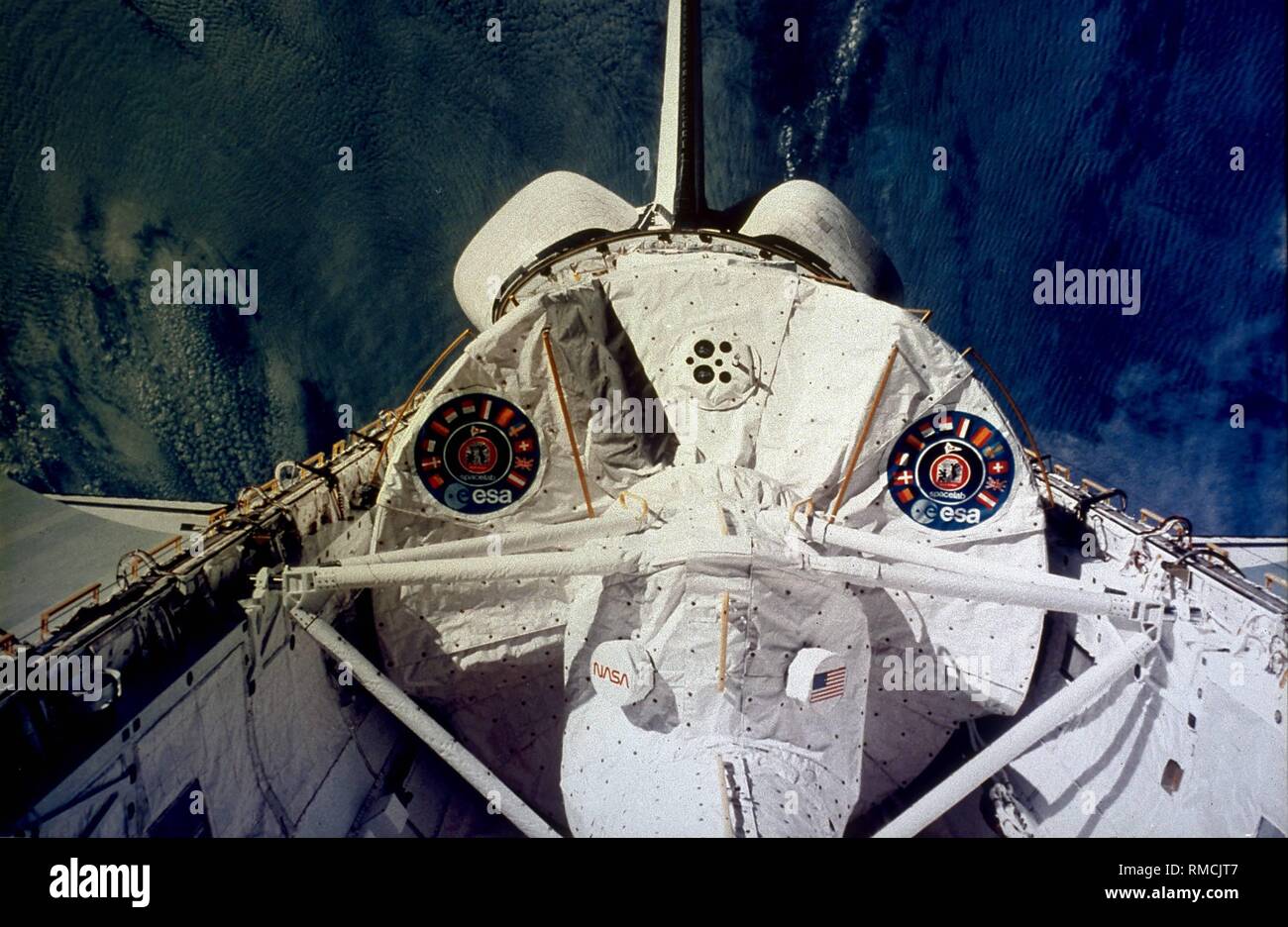 Il laboratorio spaziale di 'Spacelab', che era stato portato nella sua orbita terrestre durante l'Americano-missione spaziale, il cosiddetto STS 9. Foto Stock