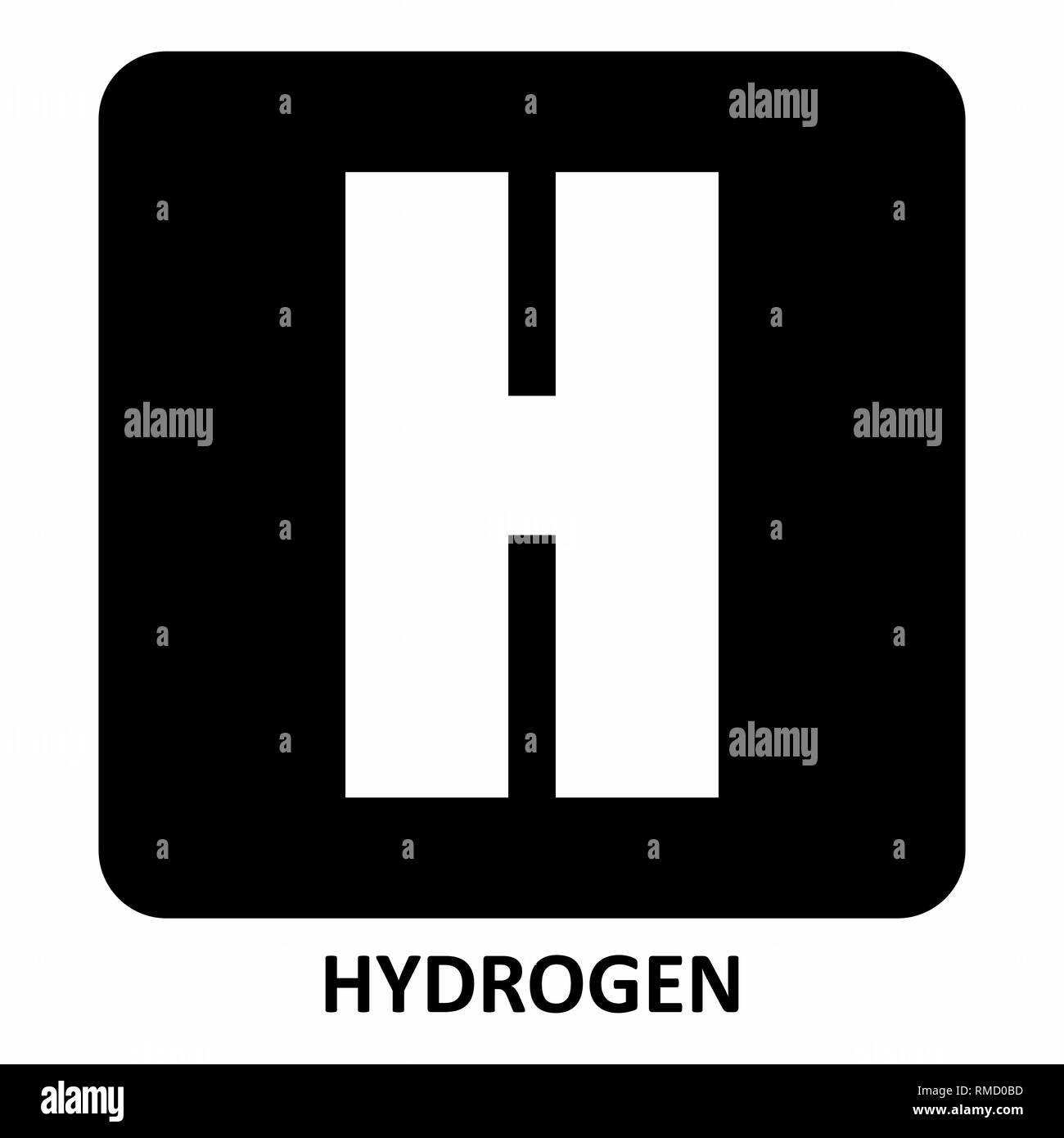 Il bianco e nero simbolo di idrogeno illustrazione Illustrazione Vettoriale