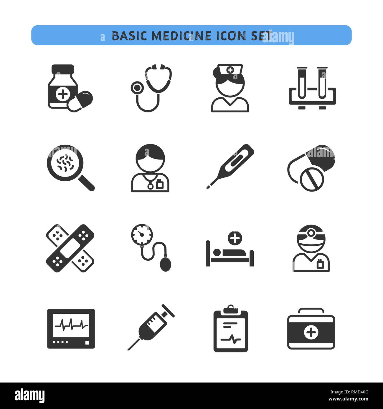 Medicina di base set di icone. Isolato illustrazione vettoriale Illustrazione Vettoriale
