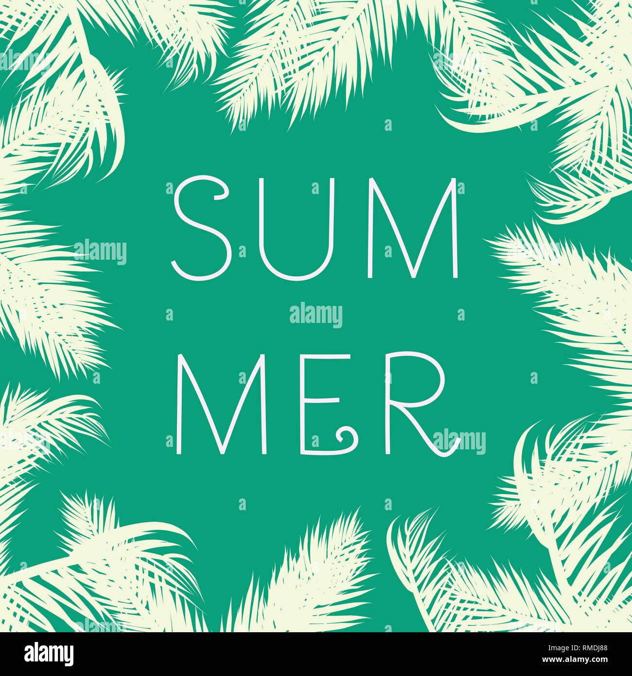 Estate sfondo tropicale con palme esotiche foglie. Cartolina d'estate. Illustrazione Vettoriale Illustrazione Vettoriale