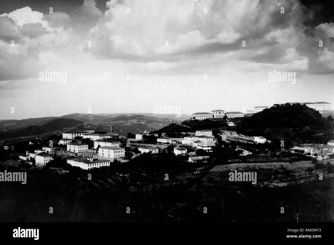 Panorama, ospedale psichiatrico, Volterra, Toscana, Italia 1920 1930 Foto Stock