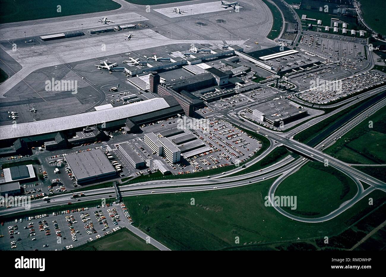 Vista aerea dell'ex Riem aeroporto vicino a Monaco di Baviera. Foto Stock