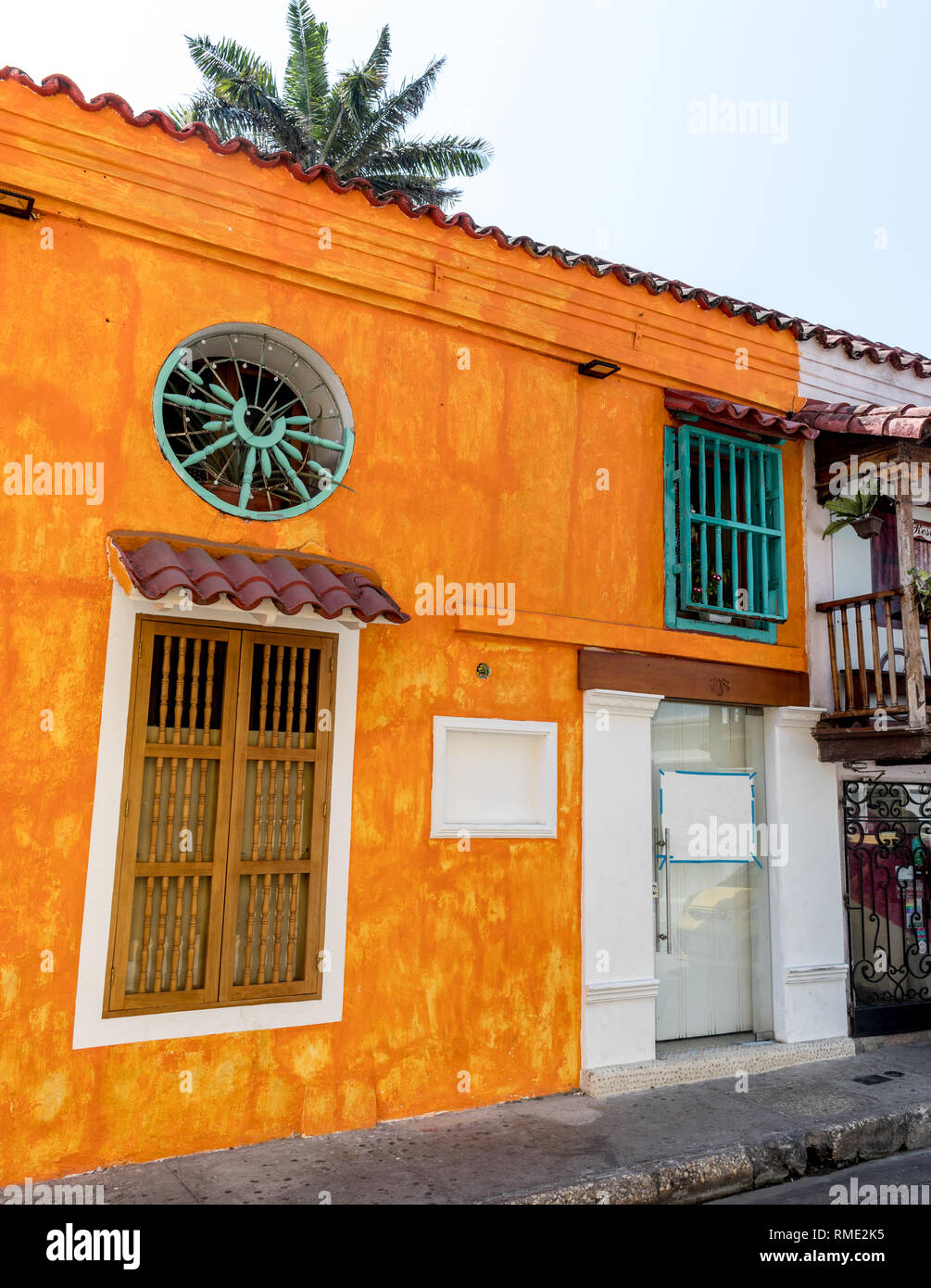 Architettura tradizionale a Cartagena Colombia Sud America Foto Stock