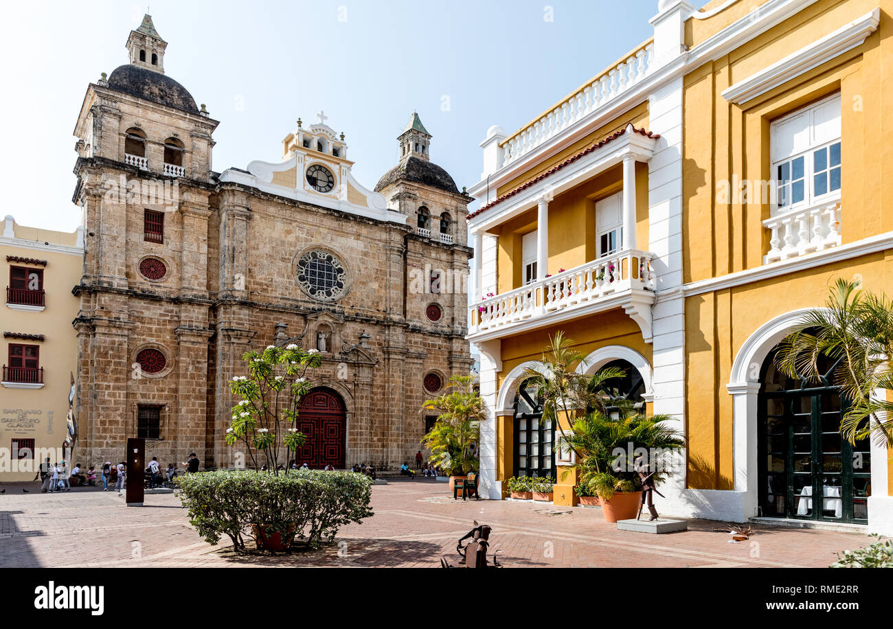 Tradizionale stile coloniale spagnolo, Architettura Cartagena Colombia Sud America Foto Stock