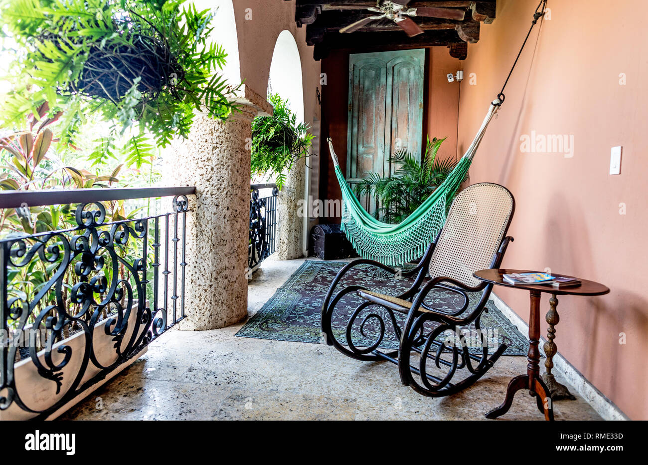 Arredamento tradizionale in San Pedro Boutique Hotel Cartagena Colombia Sud America Foto Stock