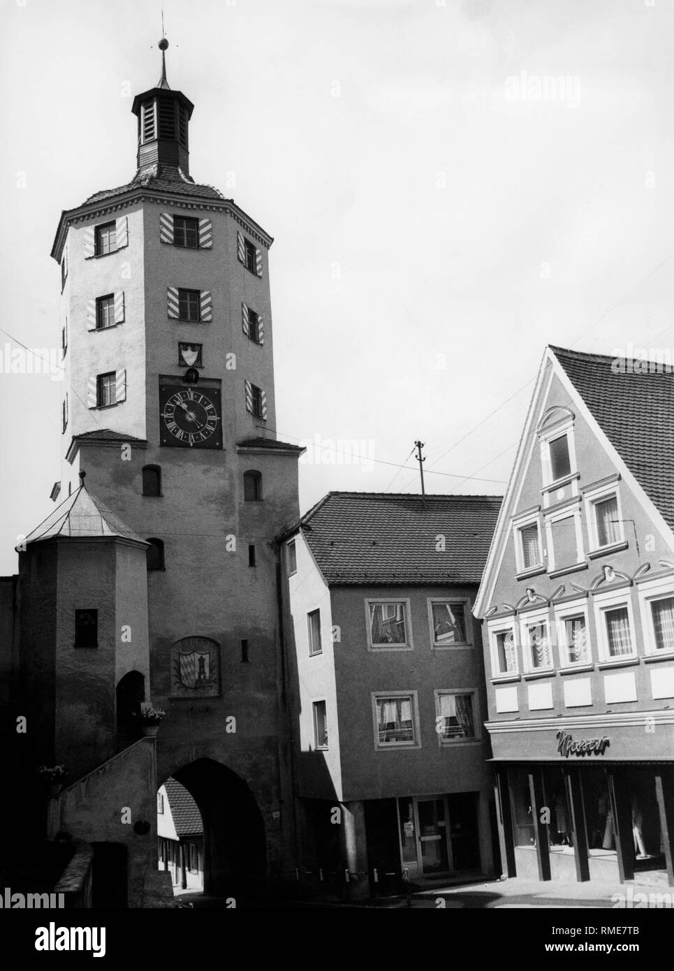 Il Unteres Tor (gate inferiore) in Guenzburg (non datato shot). Foto Stock